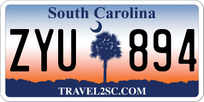 SC license plate ZYU894