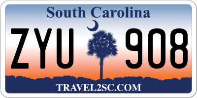 SC license plate ZYU908