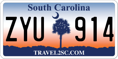 SC license plate ZYU914