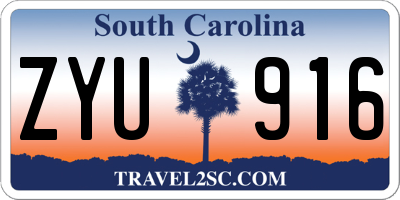 SC license plate ZYU916