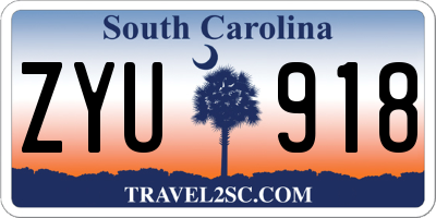 SC license plate ZYU918
