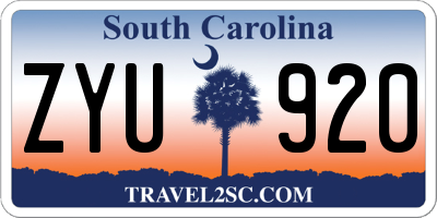SC license plate ZYU920
