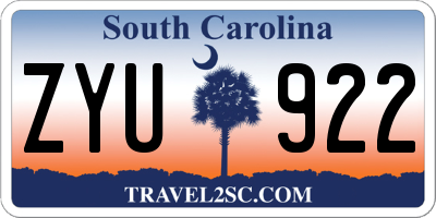 SC license plate ZYU922