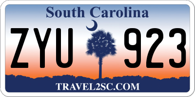 SC license plate ZYU923