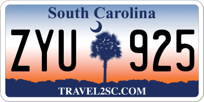 SC license plate ZYU925