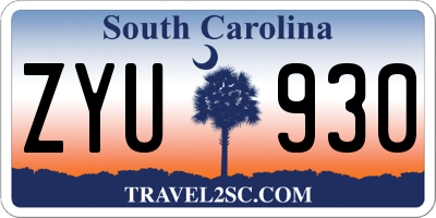 SC license plate ZYU930