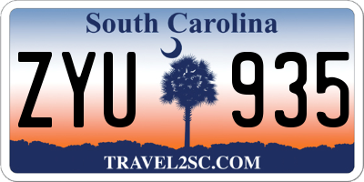 SC license plate ZYU935