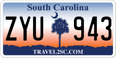 SC license plate ZYU943