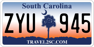 SC license plate ZYU945