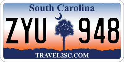 SC license plate ZYU948