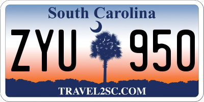 SC license plate ZYU950