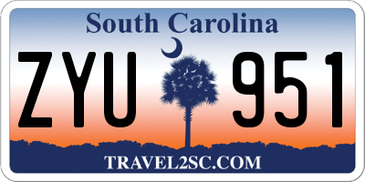 SC license plate ZYU951