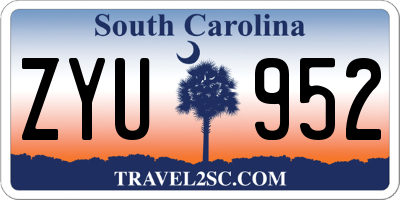 SC license plate ZYU952