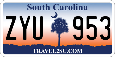 SC license plate ZYU953
