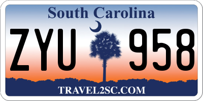 SC license plate ZYU958