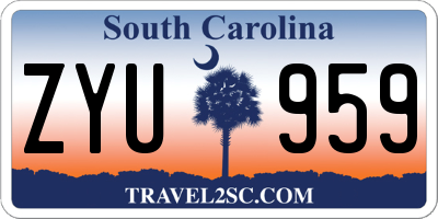 SC license plate ZYU959