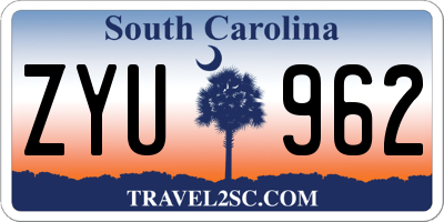SC license plate ZYU962