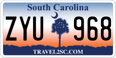 SC license plate ZYU968