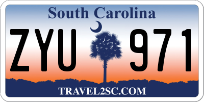 SC license plate ZYU971
