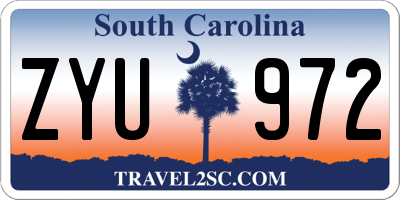 SC license plate ZYU972