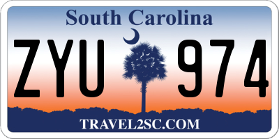 SC license plate ZYU974