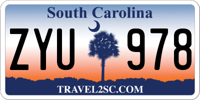 SC license plate ZYU978