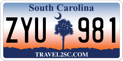 SC license plate ZYU981
