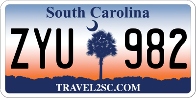 SC license plate ZYU982