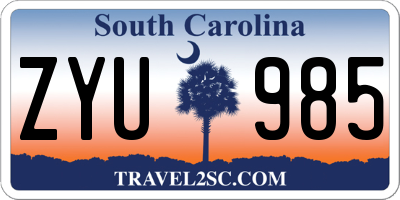 SC license plate ZYU985