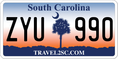 SC license plate ZYU990