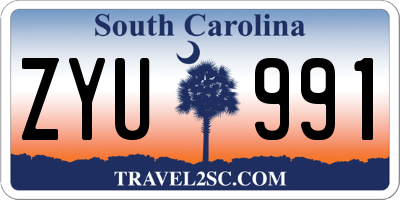 SC license plate ZYU991