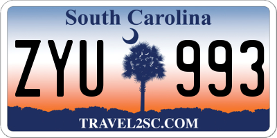 SC license plate ZYU993