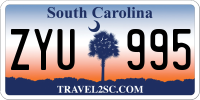 SC license plate ZYU995