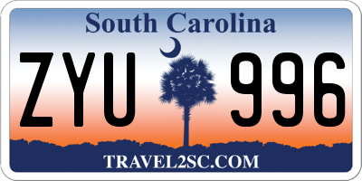 SC license plate ZYU996