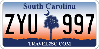 SC license plate ZYU997
