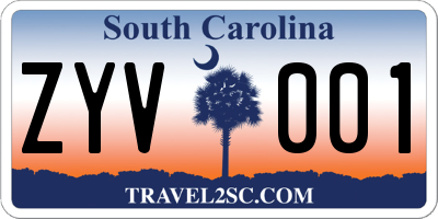 SC license plate ZYV001