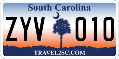 SC license plate ZYV010
