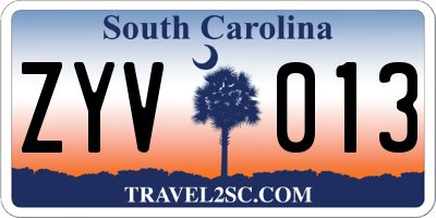 SC license plate ZYV013