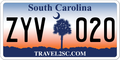 SC license plate ZYV020