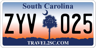 SC license plate ZYV025
