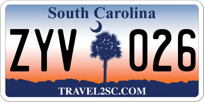 SC license plate ZYV026