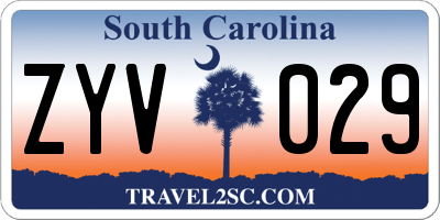 SC license plate ZYV029