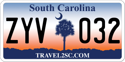 SC license plate ZYV032