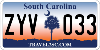 SC license plate ZYV033