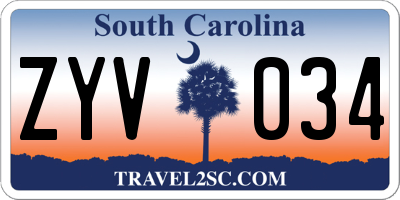 SC license plate ZYV034