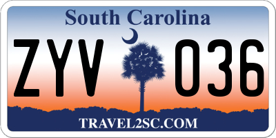 SC license plate ZYV036