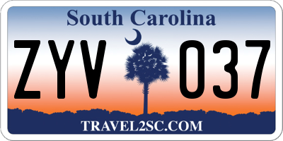 SC license plate ZYV037