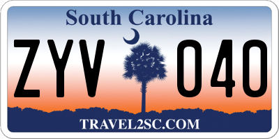 SC license plate ZYV040