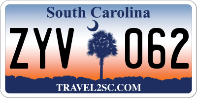 SC license plate ZYV062
