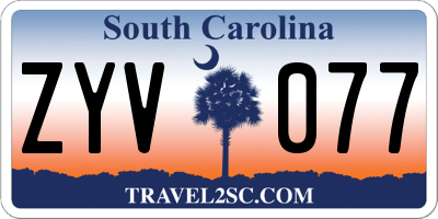 SC license plate ZYV077
